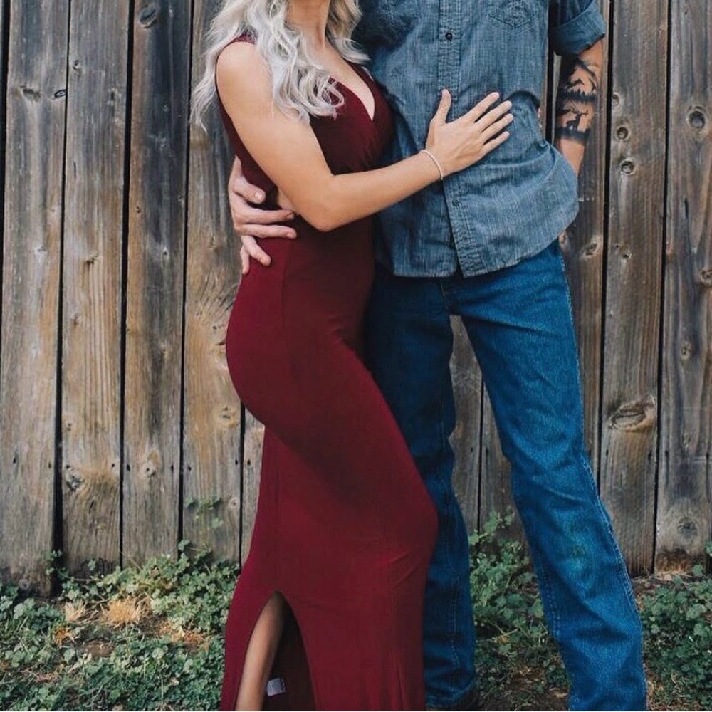 Charlotte Russe Deep Red Maxi Dress side opening